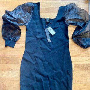 House of Harlow 1960 / Sheer Balloon Sleeve Bodycon Knit Dress NWT Small
